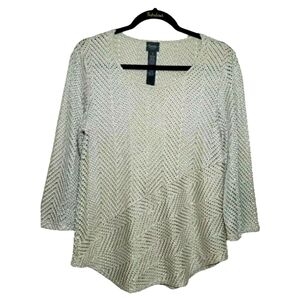 Travelers Chico's 1 Women’s Top Gold See Thru Medium Shirt